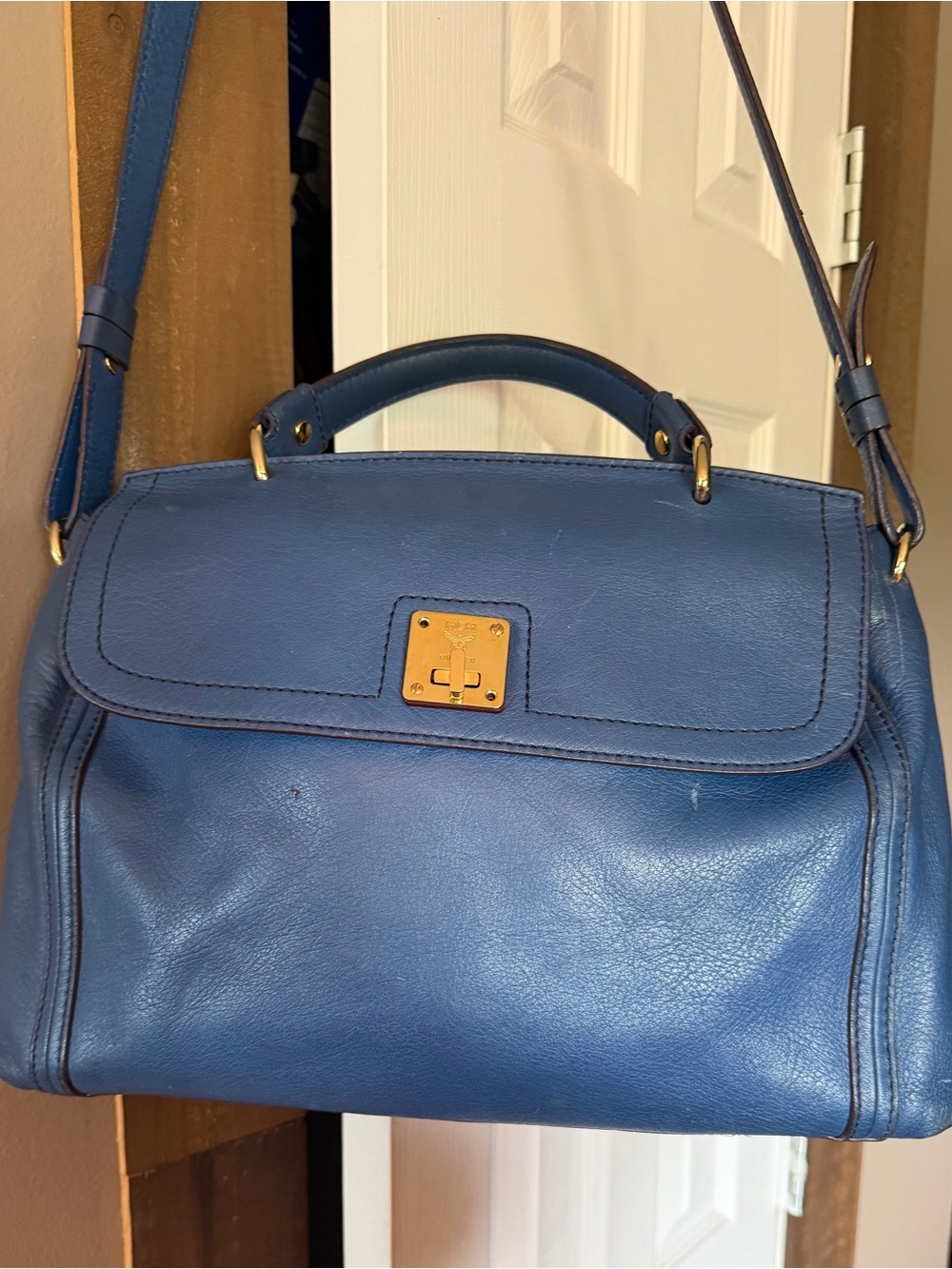 MCM Blue Leather Shoulder Bag - *Authentic* - Picture 2 of 16